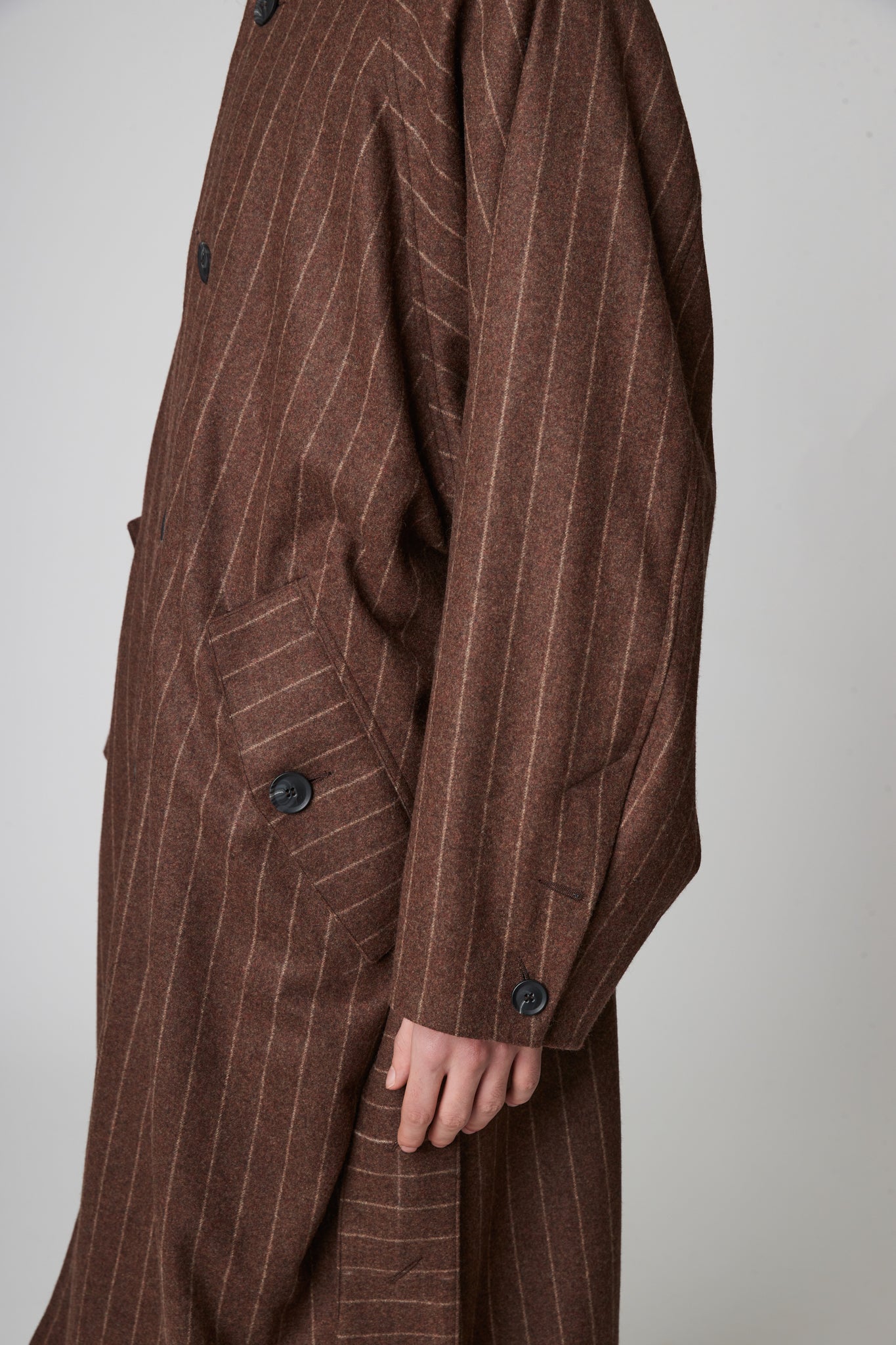 Raglan sleeve overcoat - Pinstripe RWS Wool