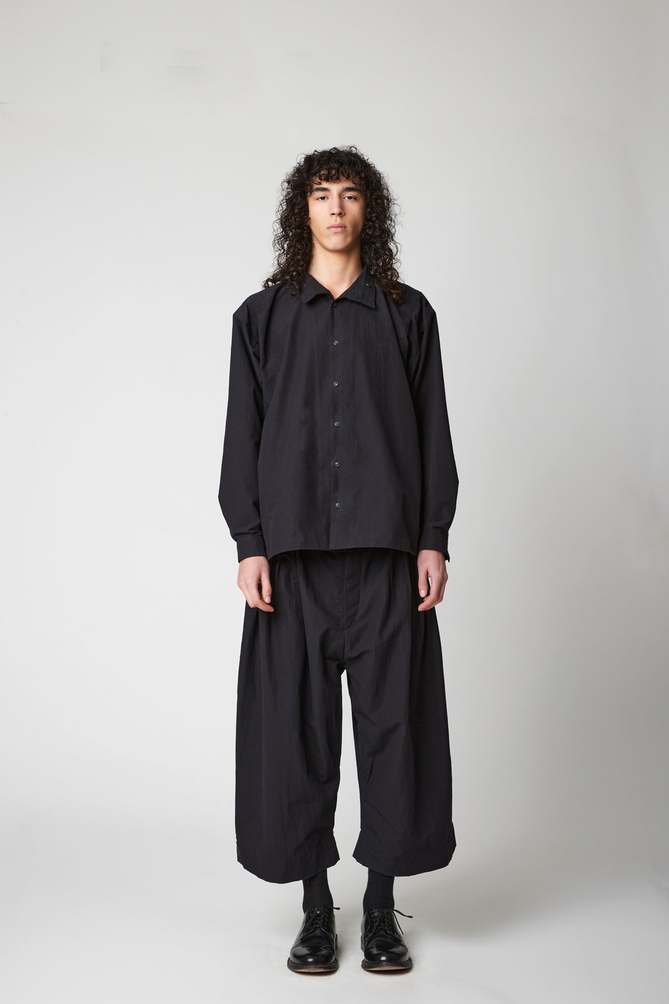 High Neck Shirt -  Cotton Wool crossgrain