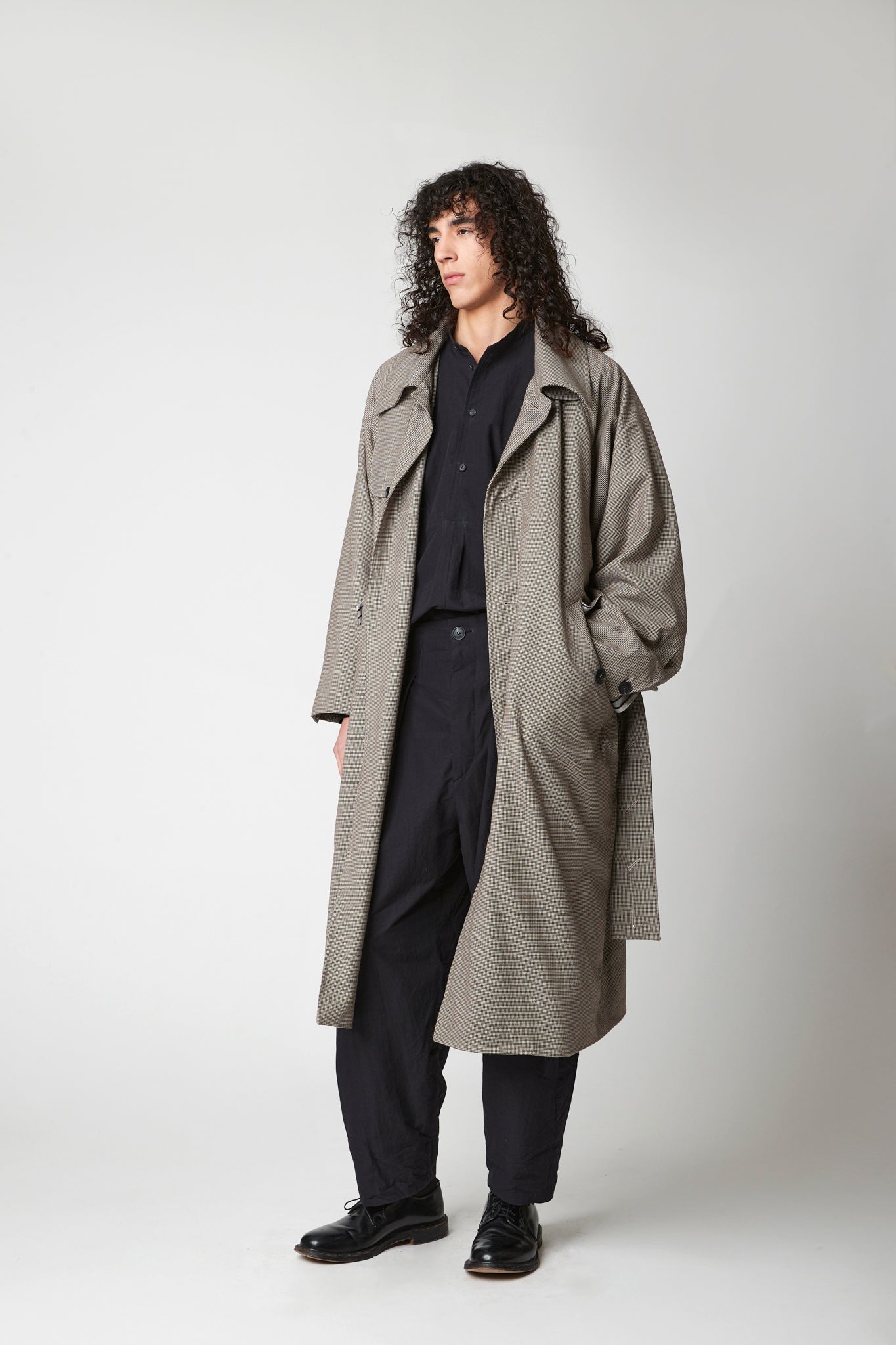 Raglan sleeve overcoat - 100's Houndstooth Wool