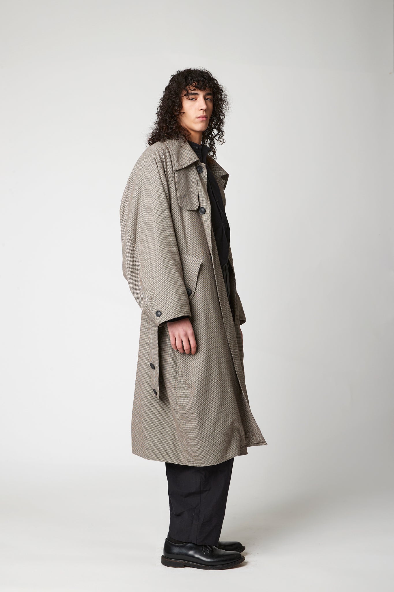 Raglan sleeve overcoat - 100's Houndstooth Wool