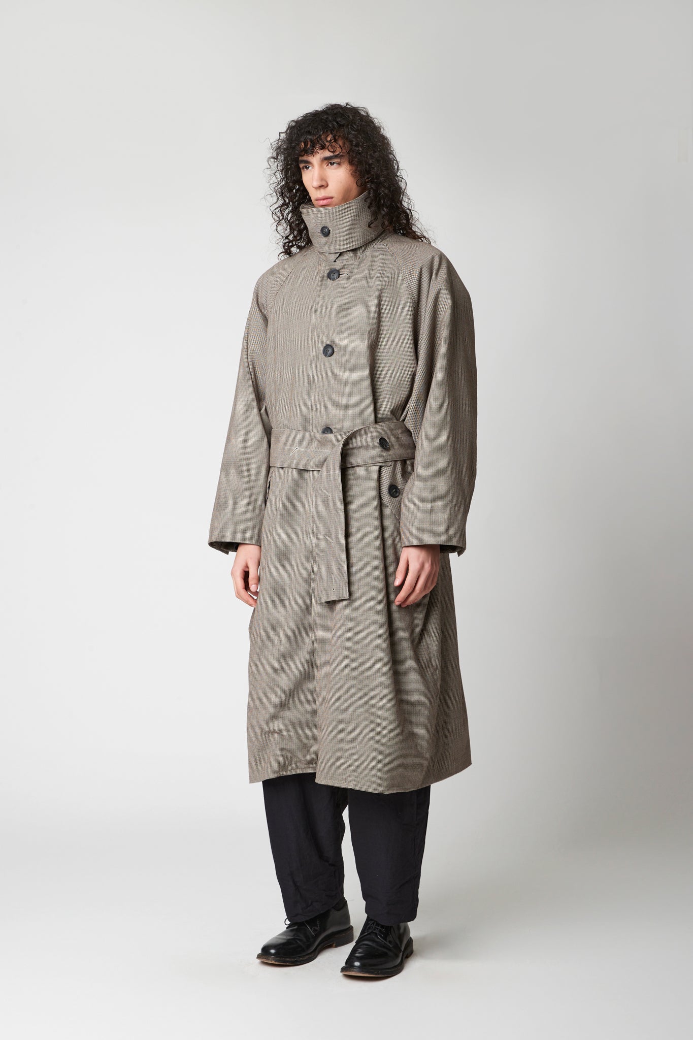 Raglan sleeve overcoat - 100's Houndstooth Wool