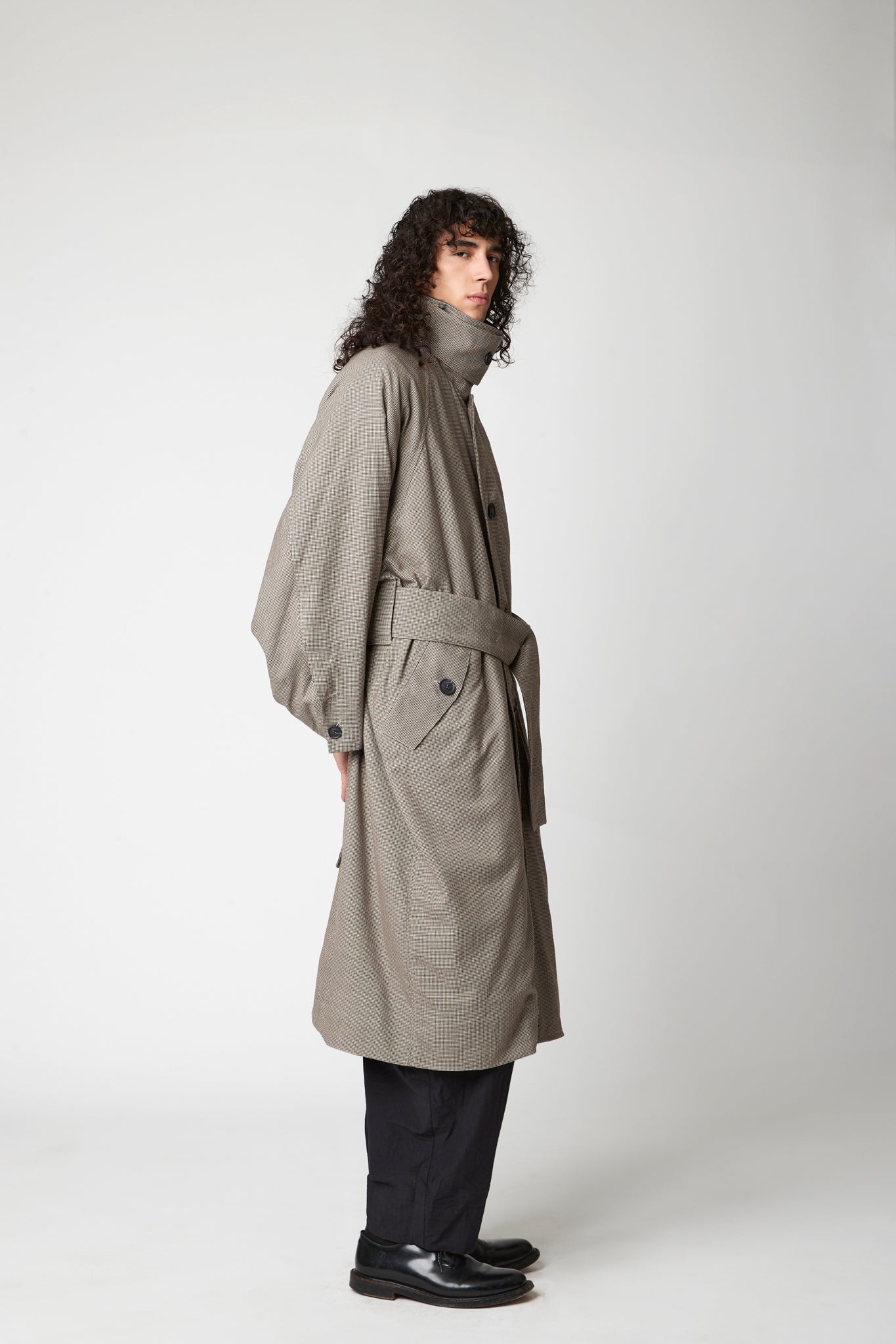 Raglan sleeve overcoat - 100's Houndstooth Wool