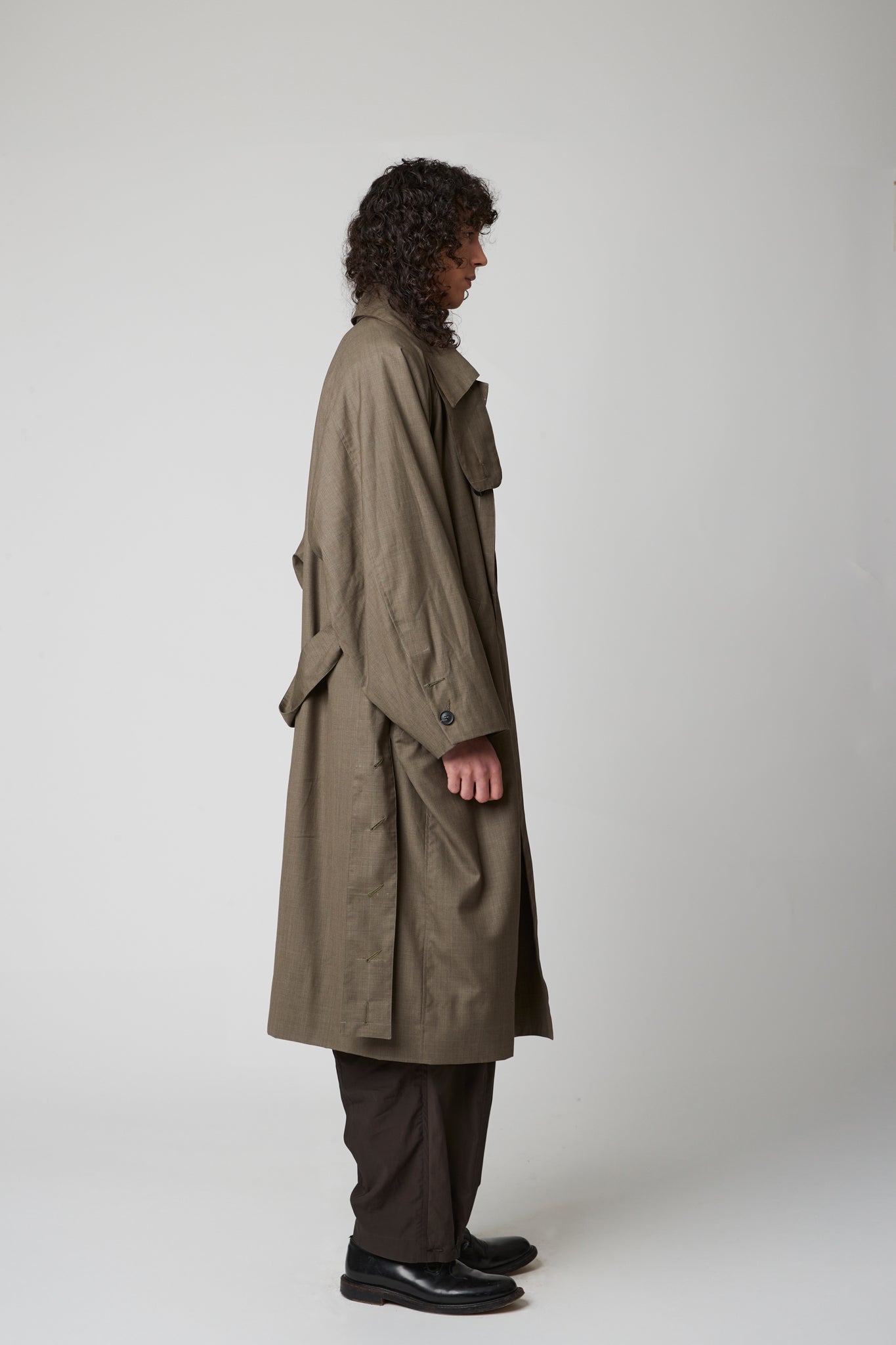 Raglan sleeve overcoat - Extra Fine Merino Wool Suiting