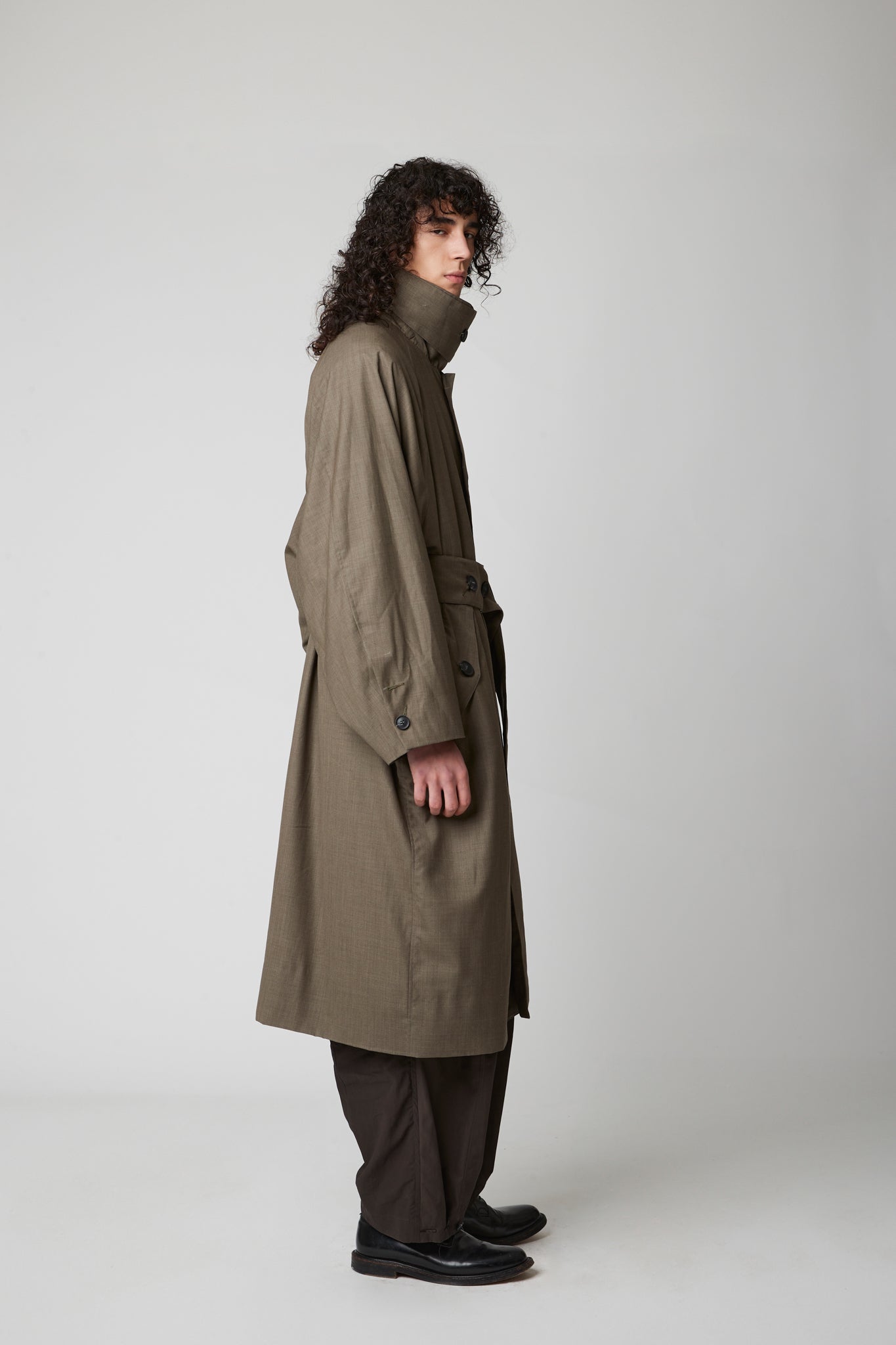Raglan sleeve overcoat - Extra Fine Merino Wool Suiting