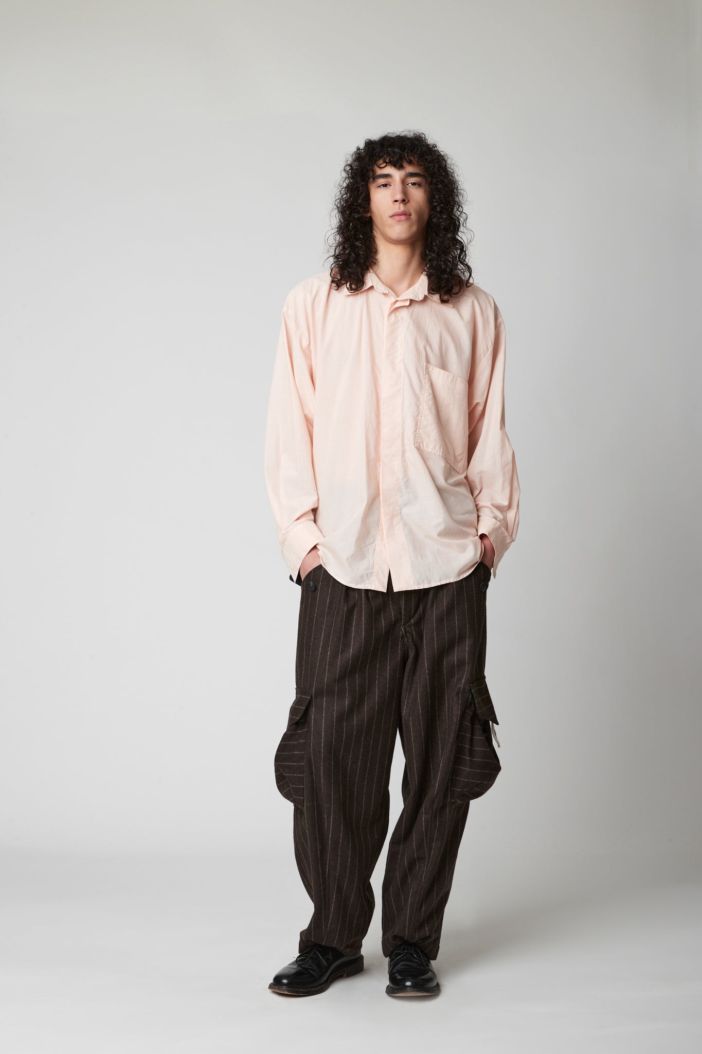 classic shirt - cotton cashmere pink pinstripe shirting