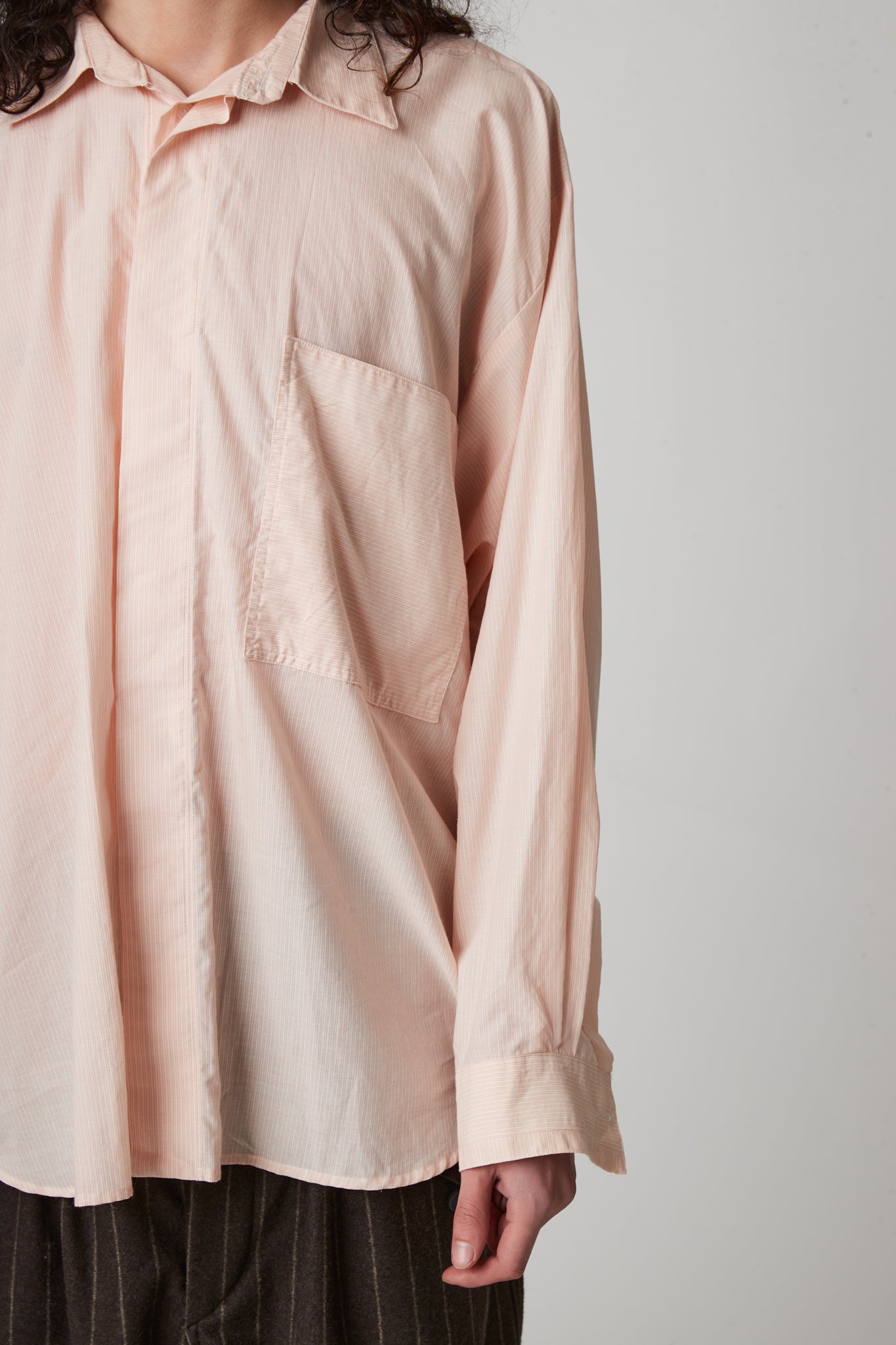 classic shirt - cotton cashmere pink pinstripe shirting