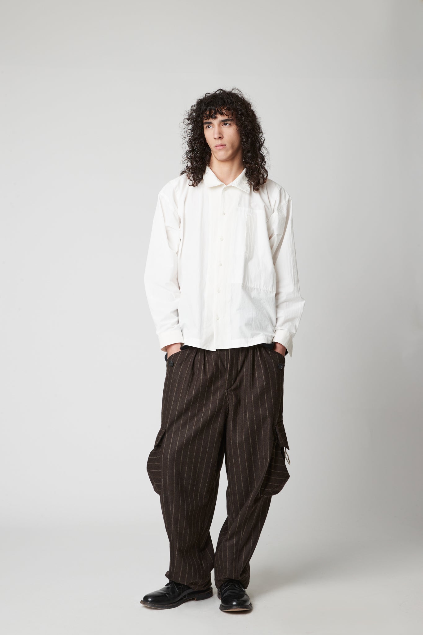 High Neck Shirt -  Cotton crossgrain