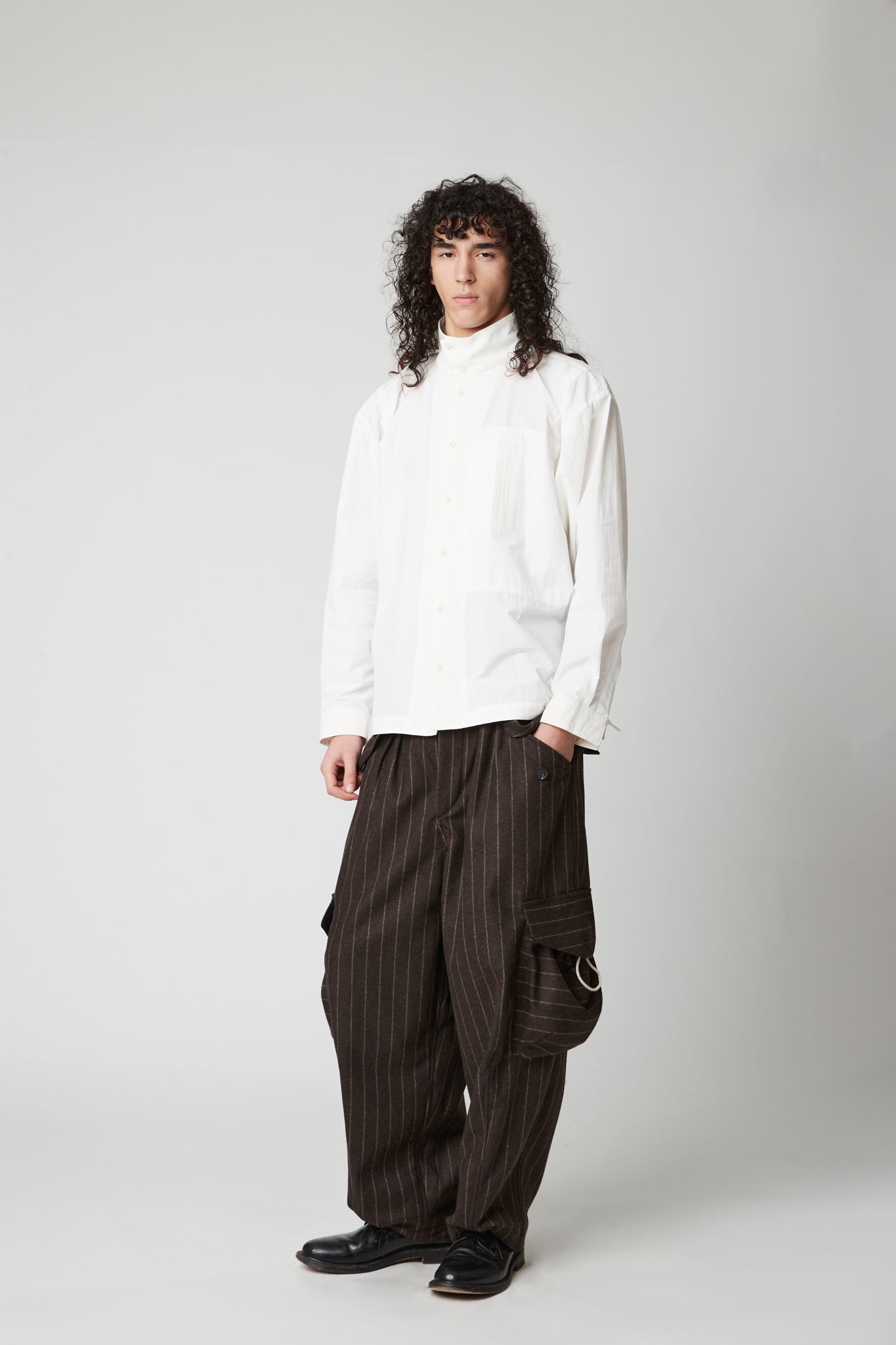 High Neck Shirt -  Cotton crossgrain